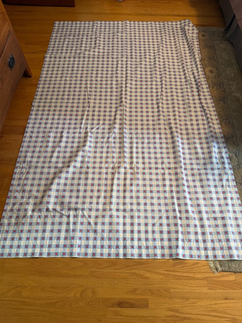 Blue and White Ladybug Custom Curtian Panel - 52”x 79”